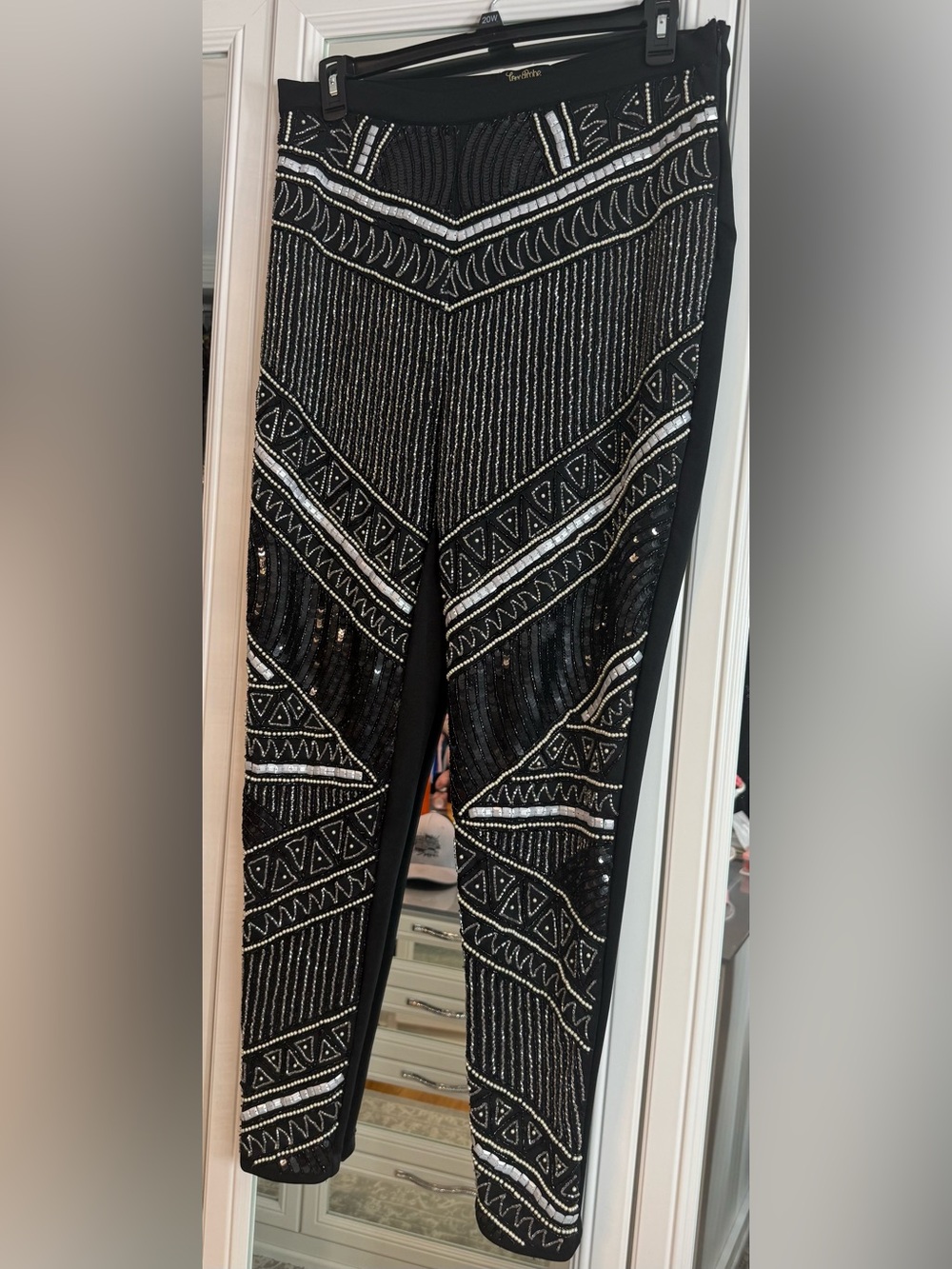 Lovedrobe Black Beaded Skinny Jumpsuit Pants with Silver Accents